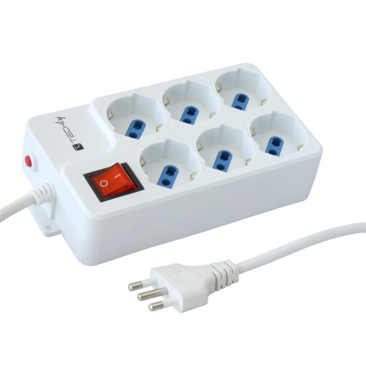 Techly IUPS-PCP-44A Ciabatta Elettrica Multipresa 6 Prese