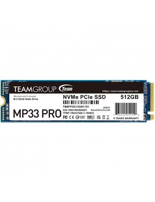 TM8FPD512G0C101 Team Group SSD 512GB MP33 PRO M.2 NVMe PCIe Gen 3.0