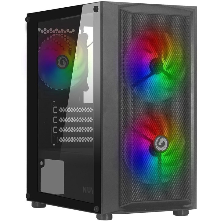 Nuwo Blitz R26 Case Micro-ATX Nero 3 Ventole RGB Rainbow
