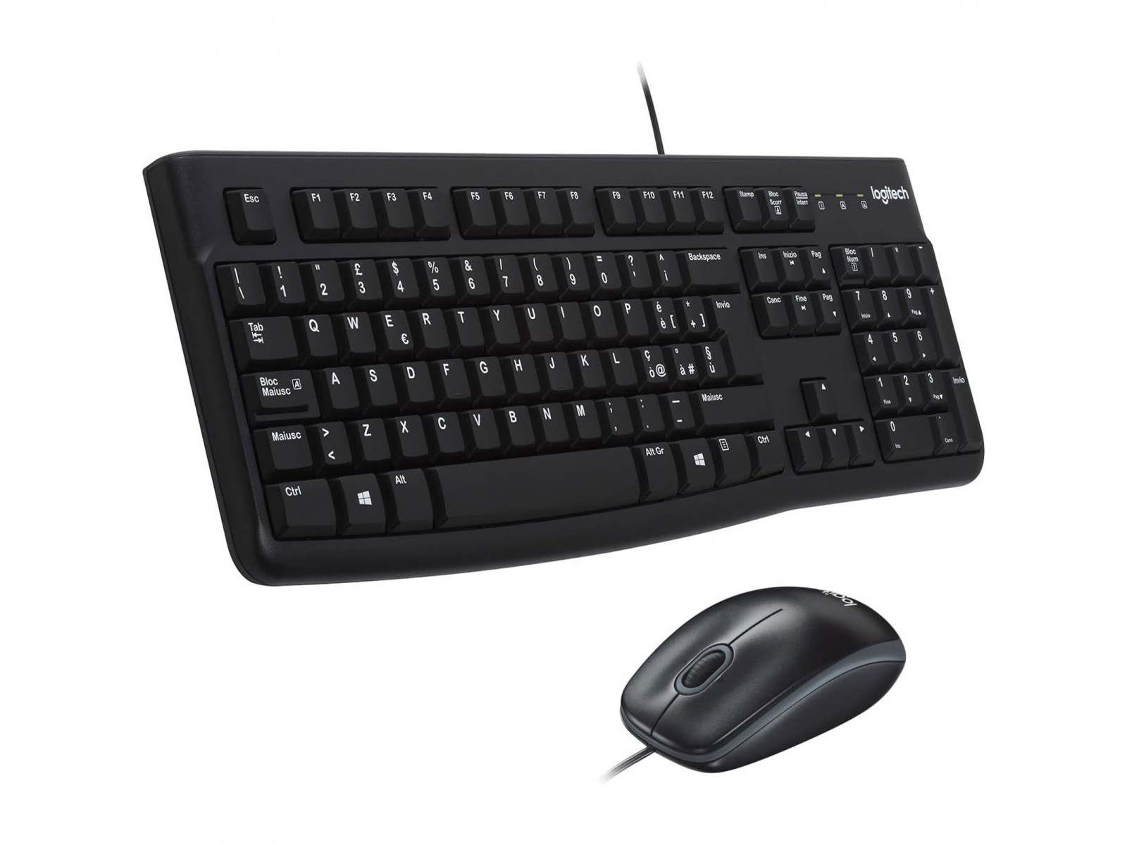 920-002543 Kit Tastiera Mouse USB Logitech MK120 Nero Layout Italiano