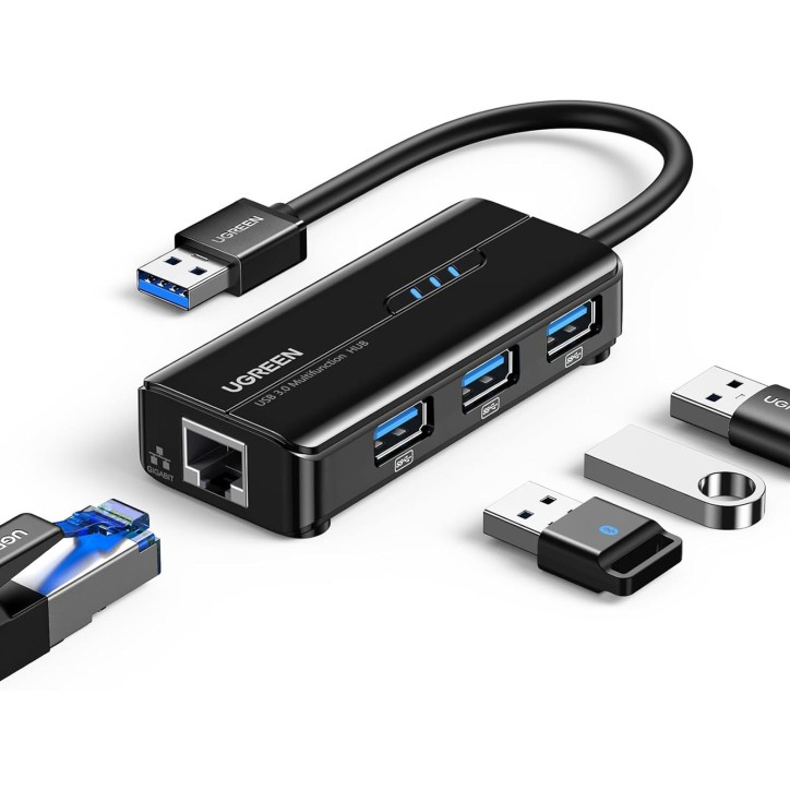 UGREEN Hub USB 3.0 3 Porte e Adattatore Gigabit Ethernet 20265