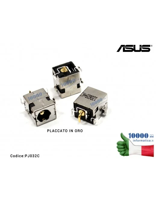 PJ032C Connettore DC Power Jack (GOLD) PJ032C ASUS K53SC X53SC K52 K54 X54C X54L K72F K72JT K72JR K43SV K53SV [PIN GOLD]