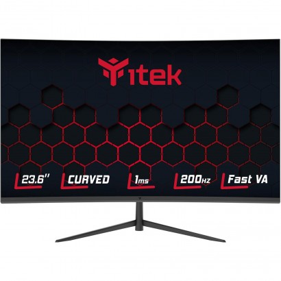 ITMC24V201FHD ITEK Monitor GGC 23.6" Curvo R1500, FHD 1920x1080, Fast VA, 200Hz, 16:9, 1ms, HDMI, DP, Adapt Sync