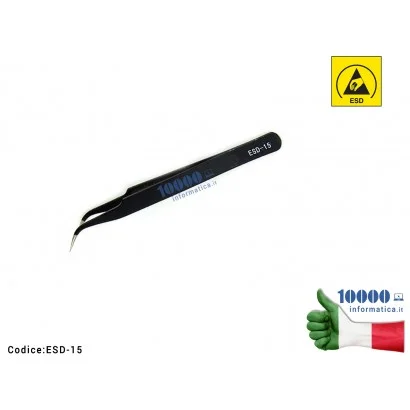 ESD-15 Pinzetta Antistatica ESD Anti-magnetica [Punte curve sottilissime] Scheda Madre Notebook Smartphone Tablet BGA PCB Board
