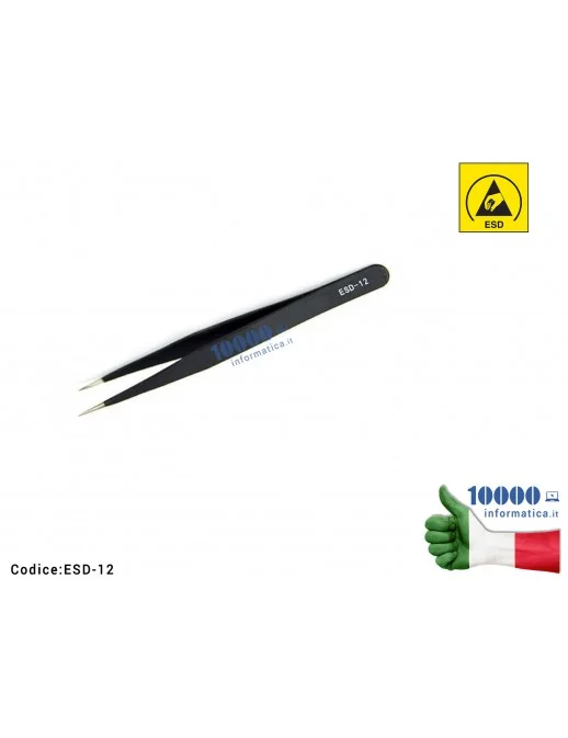 ESD-12 Pinzetta Antistatica ESD Anti-magnetica [Punte dritte curvate e fine] Scheda Madre Notebook Smartphone Tablet BGA PCB ...