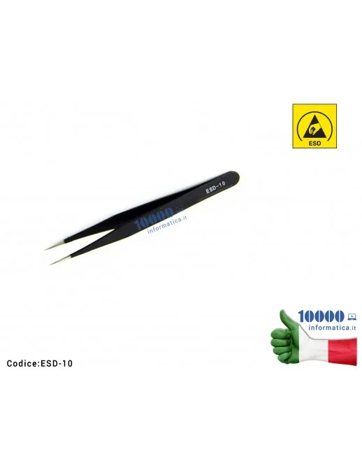 ESD-10 Pinzetta Antistatica ESD Anti-magnetica [Punte dritte fine] Scheda Madre Notebook Smartphone Tablet BGA PCB Board