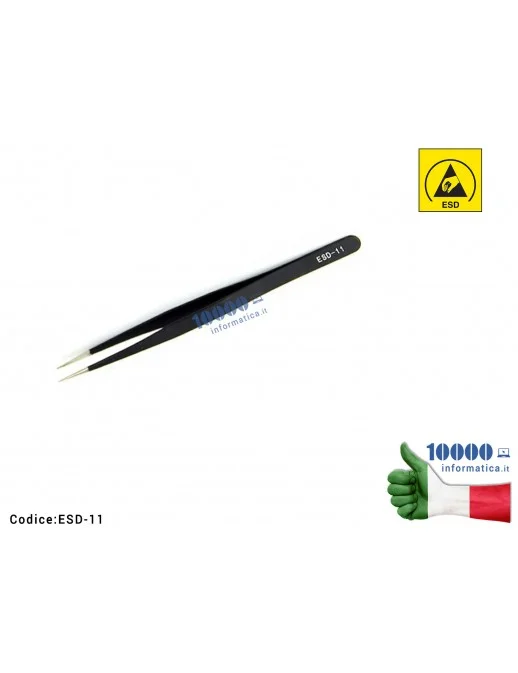 ESD-11 Pinzetta Antistatica ESD Anti-magnetica [Punte dritte strette e super fine] Scheda Madre Notebook Smartphone Tablet BG...