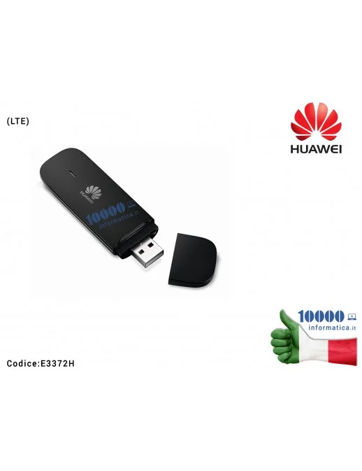E3372 Chiavetta Internet Key Modem USB HUAWEI E3372H PLAY SIM Connessione 3G 4G LTE 150 Mbps [NERO]