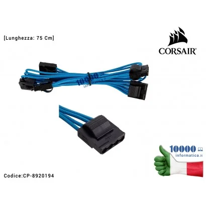 CP-8920194 Cavo Alimentatore CORSAIR Individually Sleeved MOLEX Peripheral PSU Cable Type 4 [75 Cm] (BLU)