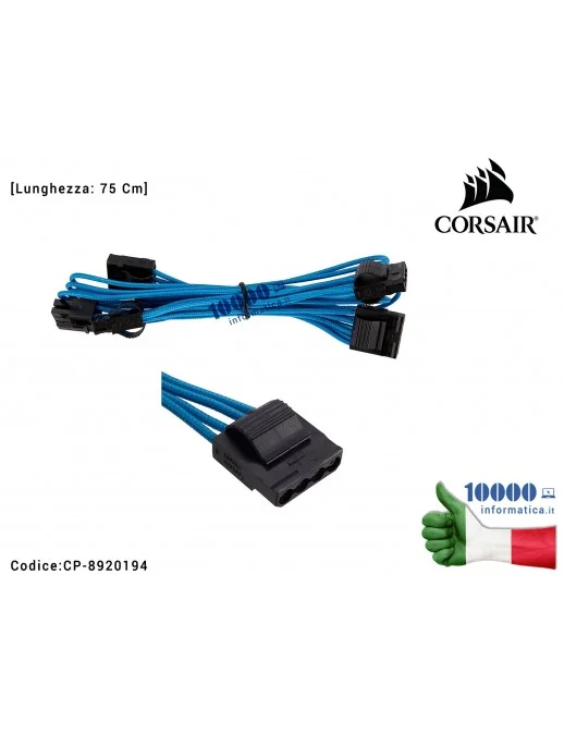 CP-8920194 Cavo Alimentatore CORSAIR Individually Sleeved MOLEX Peripheral PSU Cable Type 4 [75 Cm] (BLU)