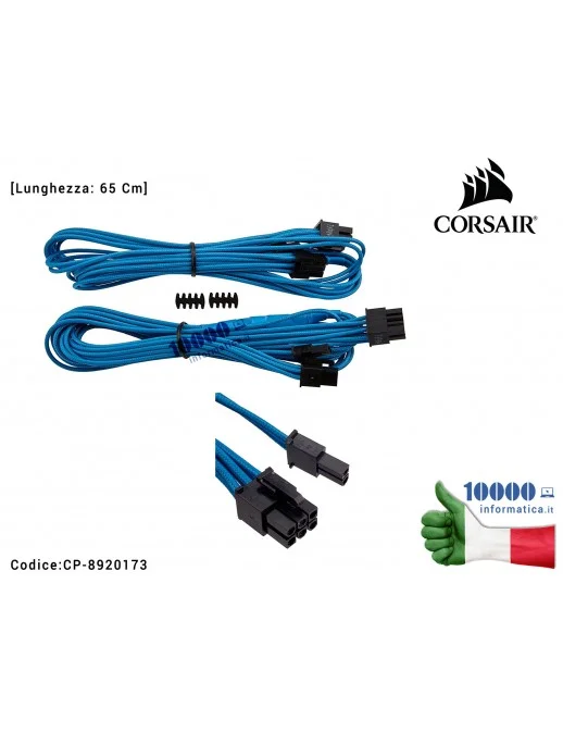 CP-8920173 Cavo Alimentatore CORSAIR Individually Sleeved PCIe Single PSU Cable Type 4 [65 Cm] (BLU)